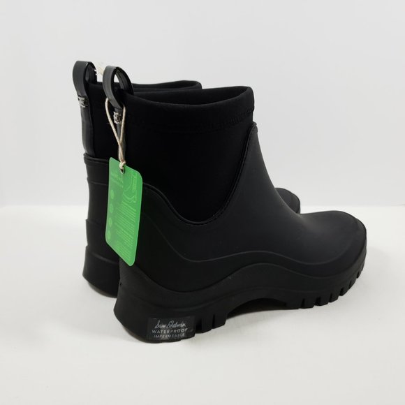 Sam Edelman Louisa Mixed Media Waterproof Rain Boot - Black 9M - Picture 2 of 5